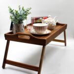 Vassoio con Supporto Pieghevole in Acacia Finitura Naturale 50X30X24 VASSOIO SUPPORTO PIEGHEVOLE ACACIA
