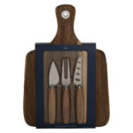 TAGLIERE ACACIA CON SET DI COLTELLI
