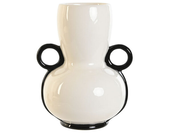 vaso ceramica bianco con decoro nero