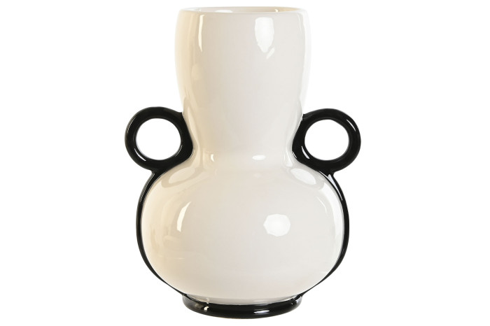 vaso ceramica bianco con decoro nero