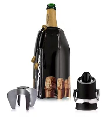 Kit Accessori da Champagne e Spumante Vacu Vin da 3 Pezzi, Cavatappi, Cooler, Tappo Saver & Server DISPENSA MEDITERRANEA