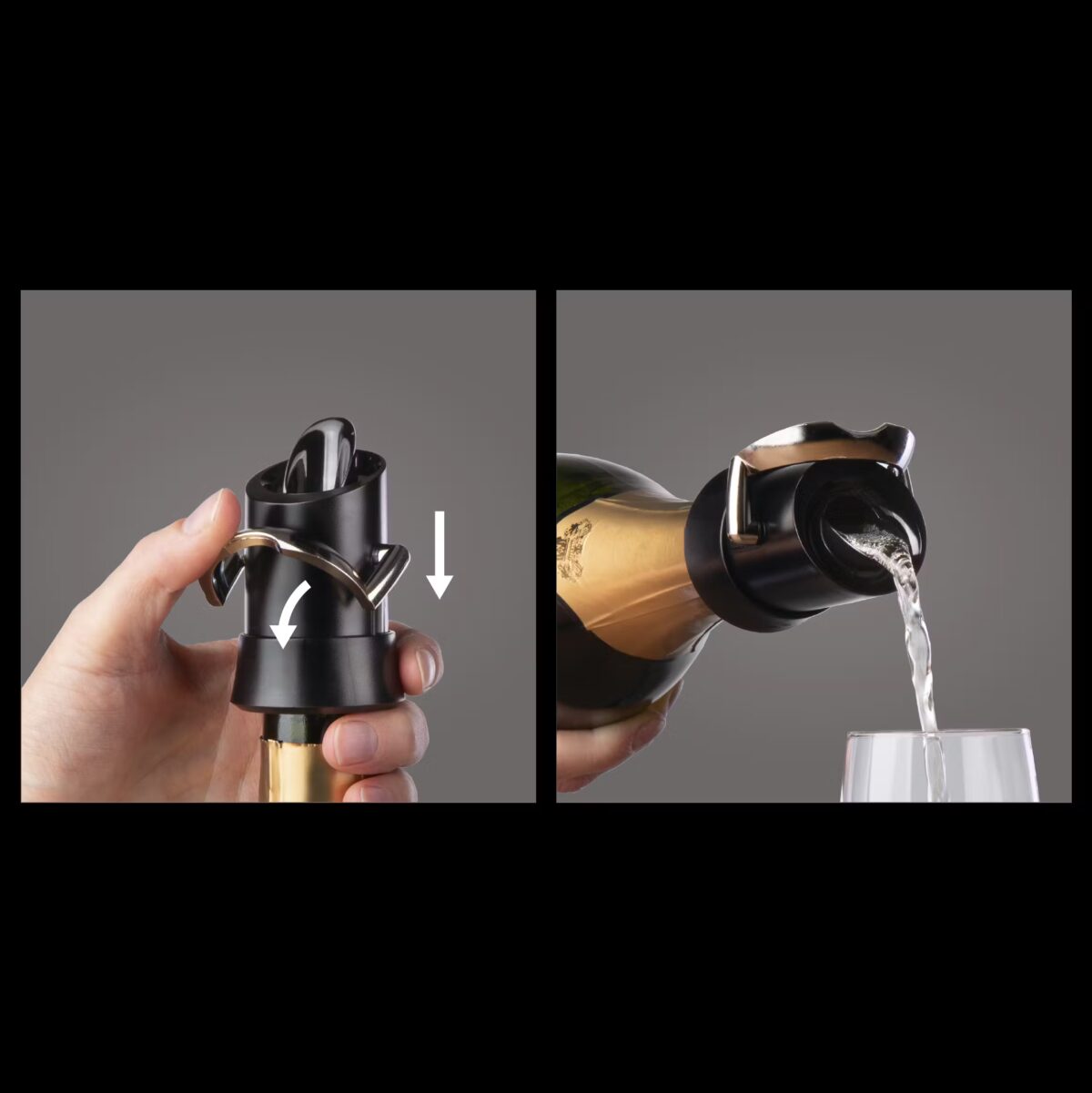 Kit Accessori da Champagne e Spumante Vacu Vin da 3 Pezzi, Cavatappi, Cooler, Tappo Saver & Server