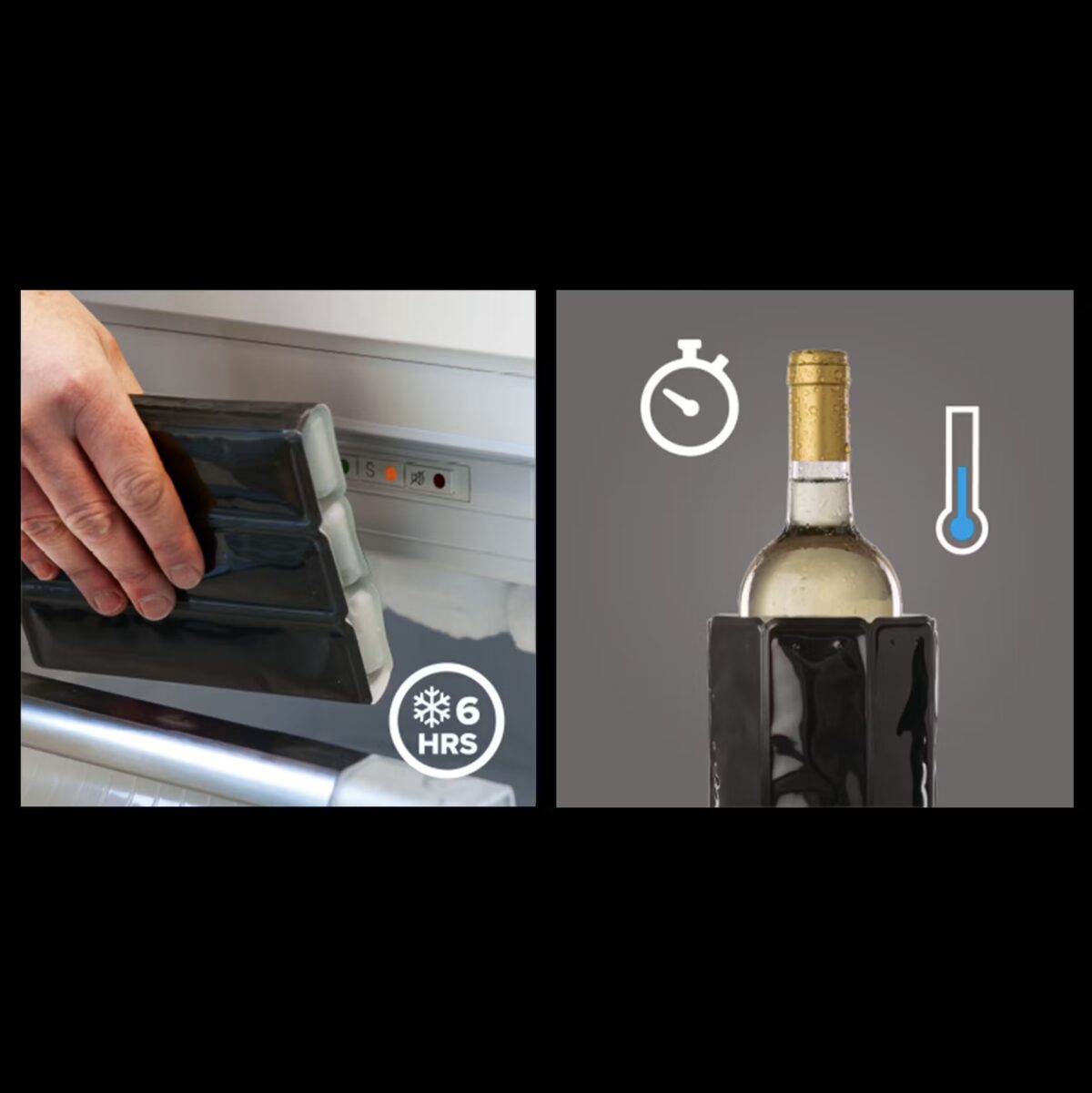Kit Accessori da Champagne e Spumante Vacu Vin da 3 Pezzi, Cavatappi, Cooler, Tappo Saver & Server