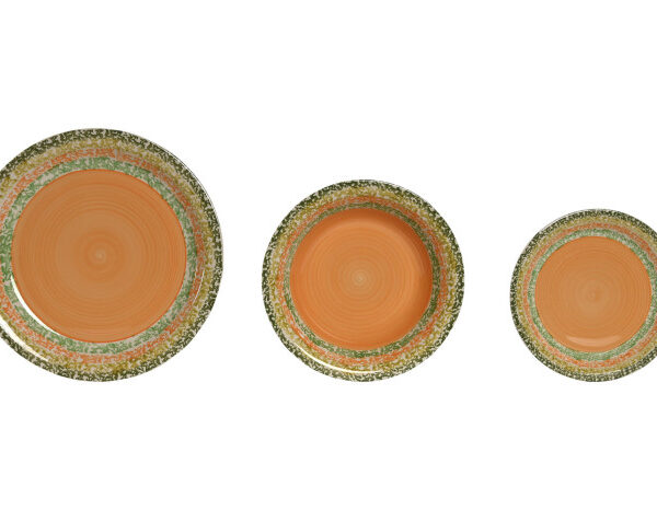 piatti porcellana 18 pz arancio dispensa mediterranea