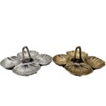 centrotavola metallo conchiglia dorato e argentato