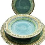 servizio piatti verde sfumature 18 pz dispensa mediterranea