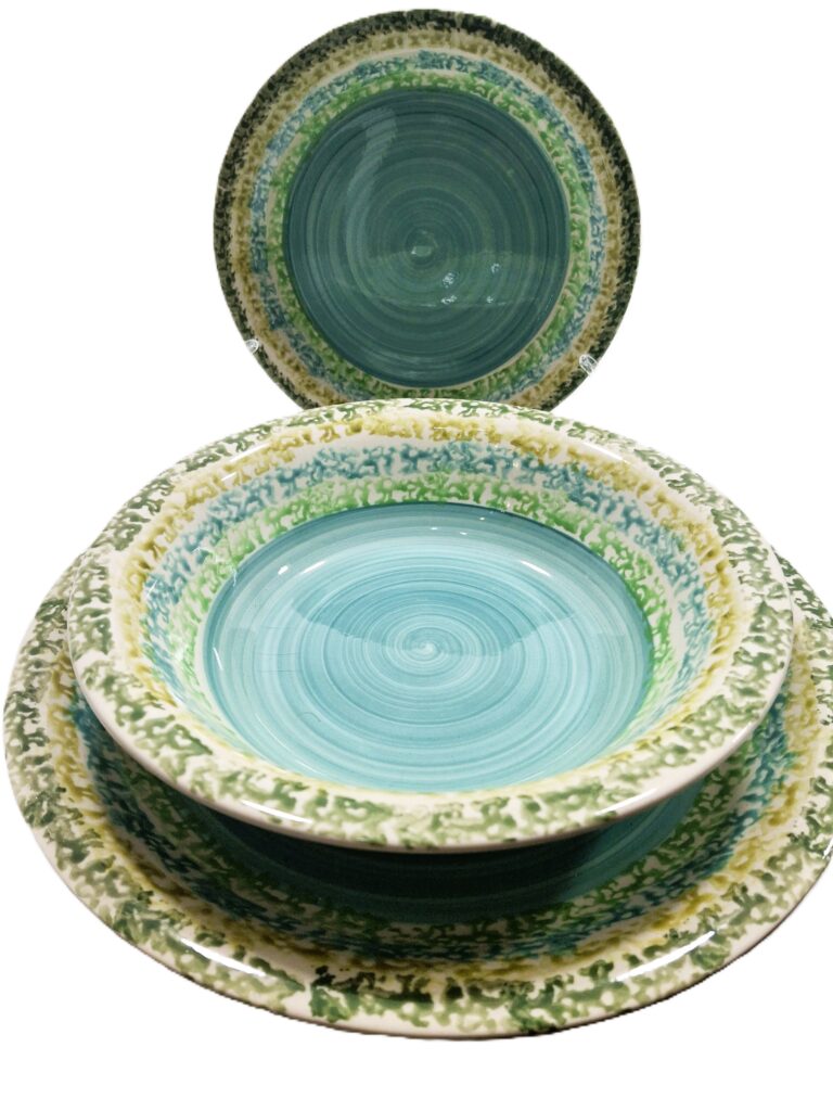 servizio piatti verde sfumature 18 pz dispensa mediterranea