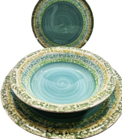 servizio piatti verde sfumature 18 pz dispensa mediterranea