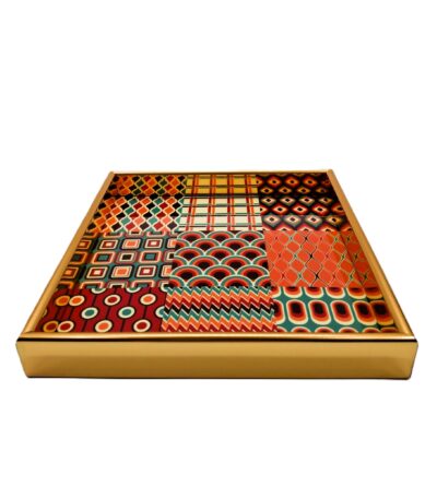 vassoio svuotatasche quadrato stile vintage bordo oro