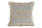 Cuscino cotone colore panna bordato a mano
