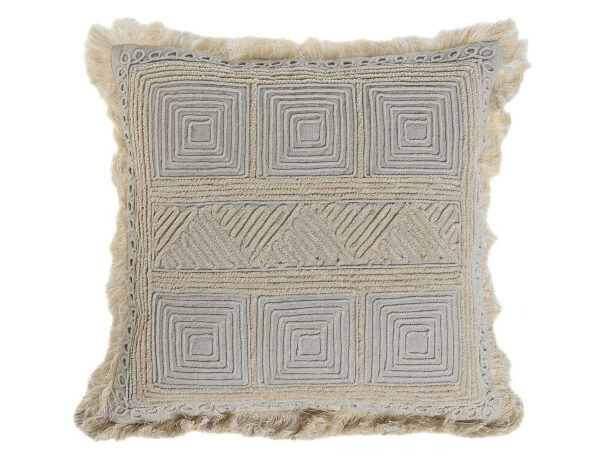 Cuscino cotone colore panna bordato a mano