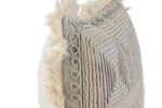 Cuscino cotone colore panna bordato a mano