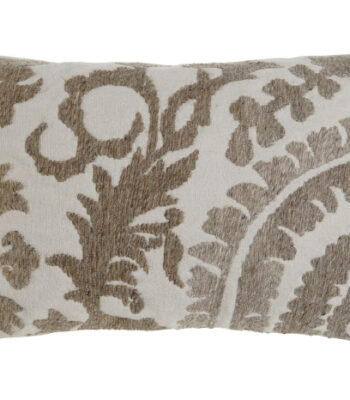 cuscino panna con ricamo marrone
