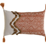 cuscino boho in cotone beige e terracotta