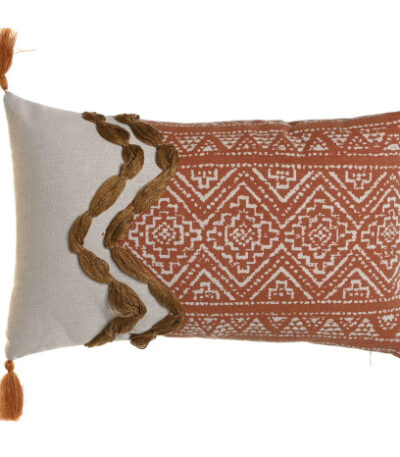 cuscino boho in cotone beige e terracotta