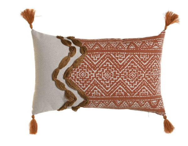cuscino boho in cotone beige e terracotta