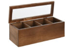SCATOLA PORTA INFUSI IN LEGNO D'ACACIA 4 SCOMPARTI