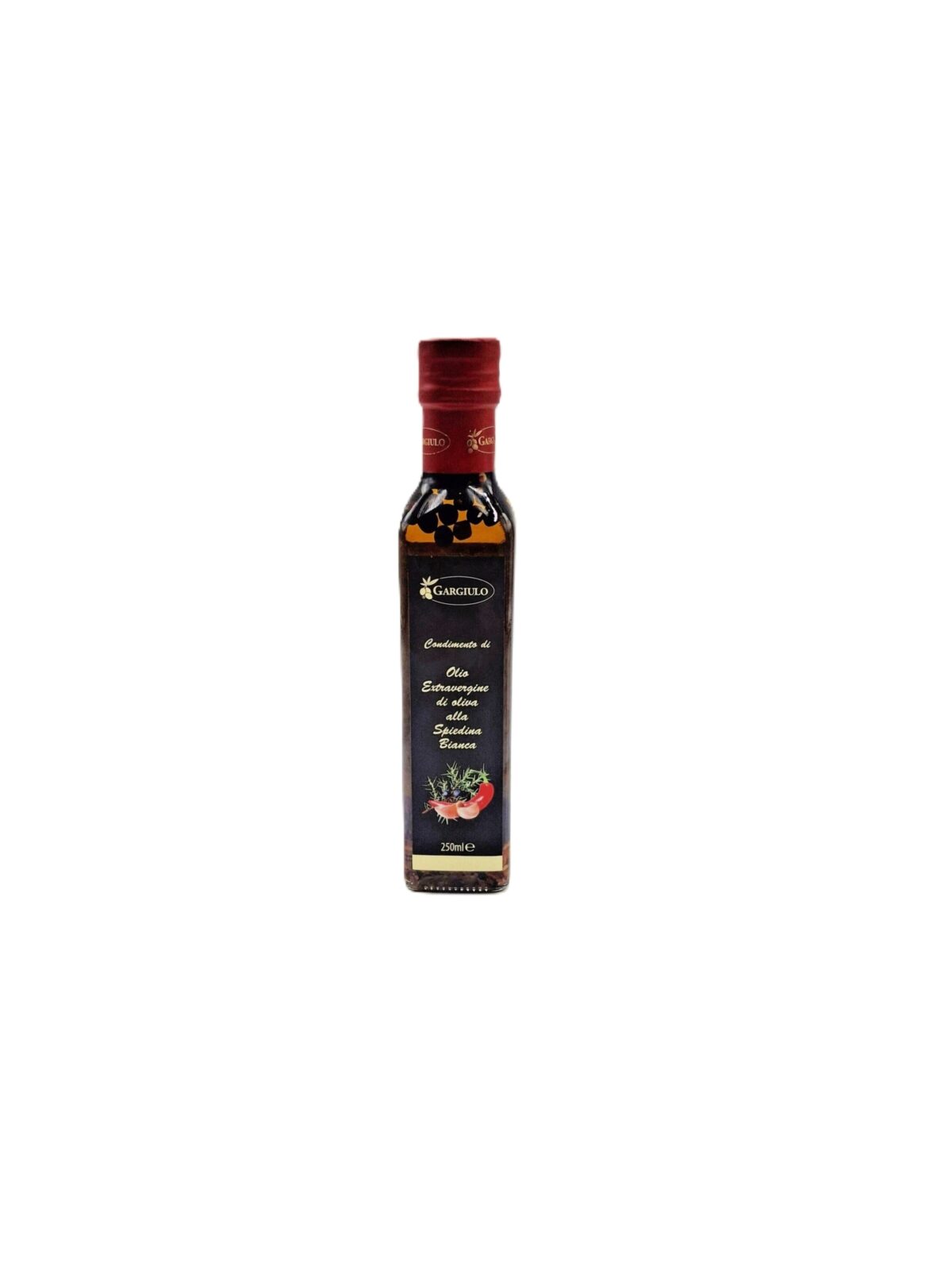 olio extravergine di oliva aromatizzato con aglio, peperoncino, ginepro e pepe
