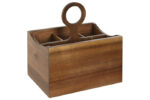 porta posate in legno di acacia, organizer cucina legno, porta posate con scomparti, accessori cucina naturali, contenitore per posate, organizer rustico, porta posate per picnic, accessori da tavola in legno