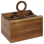 porta posate in legno di acacia, organizer cucina legno, porta posate con scomparti, accessori cucina naturali, contenitore per posate, organizer rustico, porta posate per picnic, accessori da tavola in legno