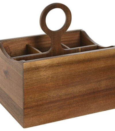 porta posate in legno di acacia, organizer cucina legno, porta posate con scomparti, accessori cucina naturali, contenitore per posate, organizer rustico, porta posate per picnic, accessori da tavola in legno