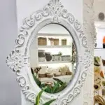 Specchio shabby chic ovale pecchio bianco