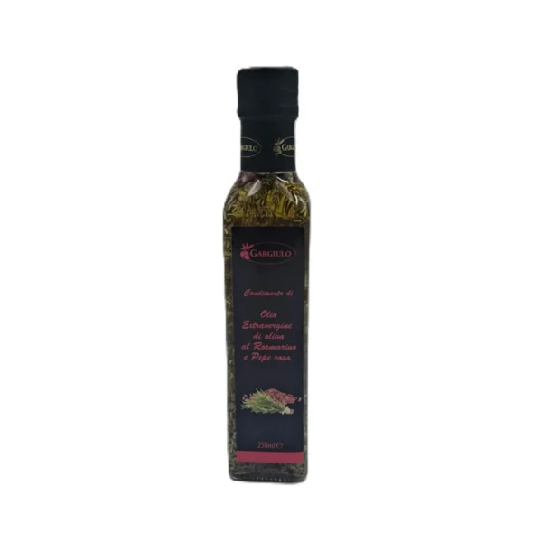 Olio extravergine di oliva aromatizzato al rosmarino e al pepe rosa