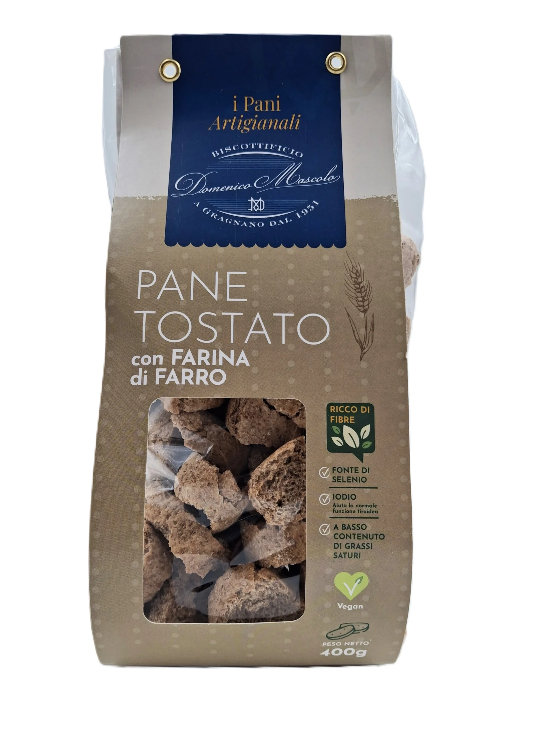 pane tostato farro mascolo gr 400 pane tostato farro, pane secco farro, bruschette farro, pane di gragnano, tozzetti di pane tostato, farina di farro