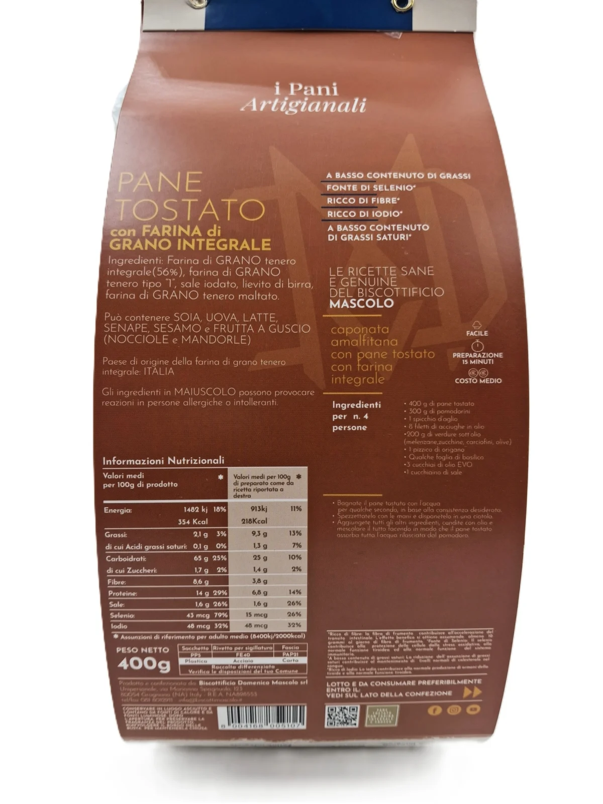 pane-tostato-integrale-mascolo-gr-400-ing pane tostato integrale, pane secco integrale , bruschette integrali, pane di gragnano, tozzetti di pane tostato