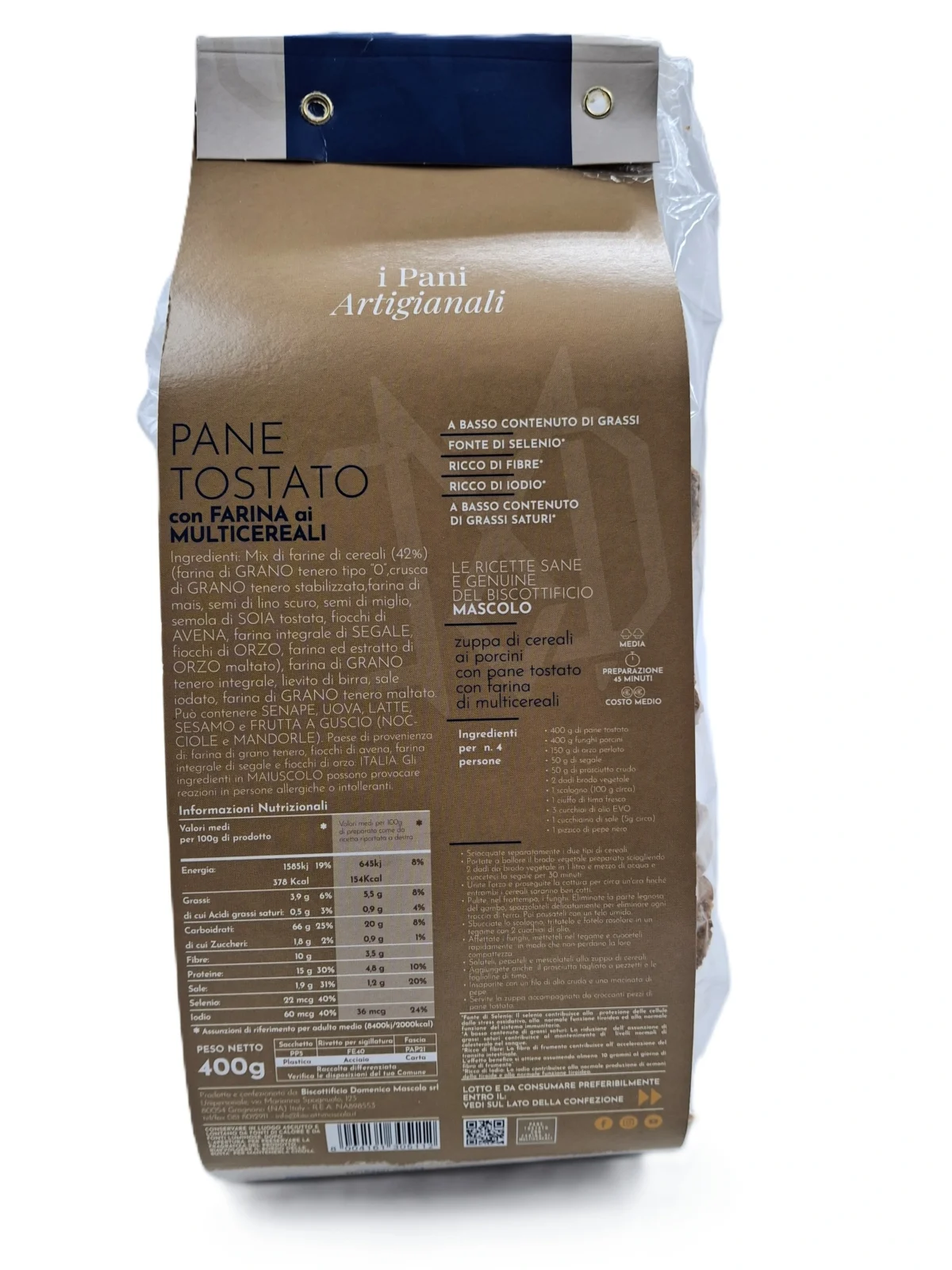 pane-tostato-multicereali-mascolo-gr-400-ingr pane tostato multicereali, pane secco multicereali, bruschette multicereali, pane di gragnano, tozzetti di pane tostato