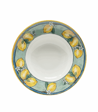 pasta-bowl-cm limoni saturnia, piatto fondo porcellana, piatto fondo decoro limoni, piatto per primo, piatto fondo decoro vietrese, piatto decoro mediterranea