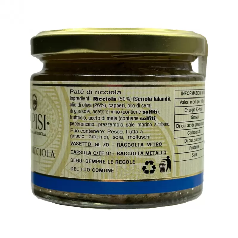 pate-di-ricciola-campisi 190g 2 patè di ricciola, creme di esce, salse per bruschette patè di pesce, patè campisi