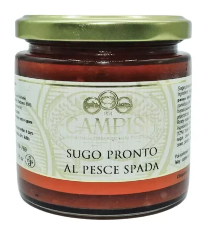 sugo pronto al pesce spada campisi, condimento di pesce, condimenti pronti per la pasta, salsa al pesce spada,