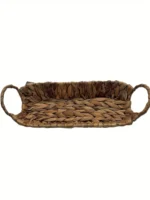 Cestino vassoio in Giacinto d'Acqua con manici ovale cm 32,5x12,5xh10