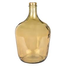 Vaso Damigiana in Vetro Riciclato Giallo H cm 30