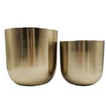 Coprivaso Cachepot in Metallo Dorato Satinato H23 Ø22 cm o H17 Ø18,5