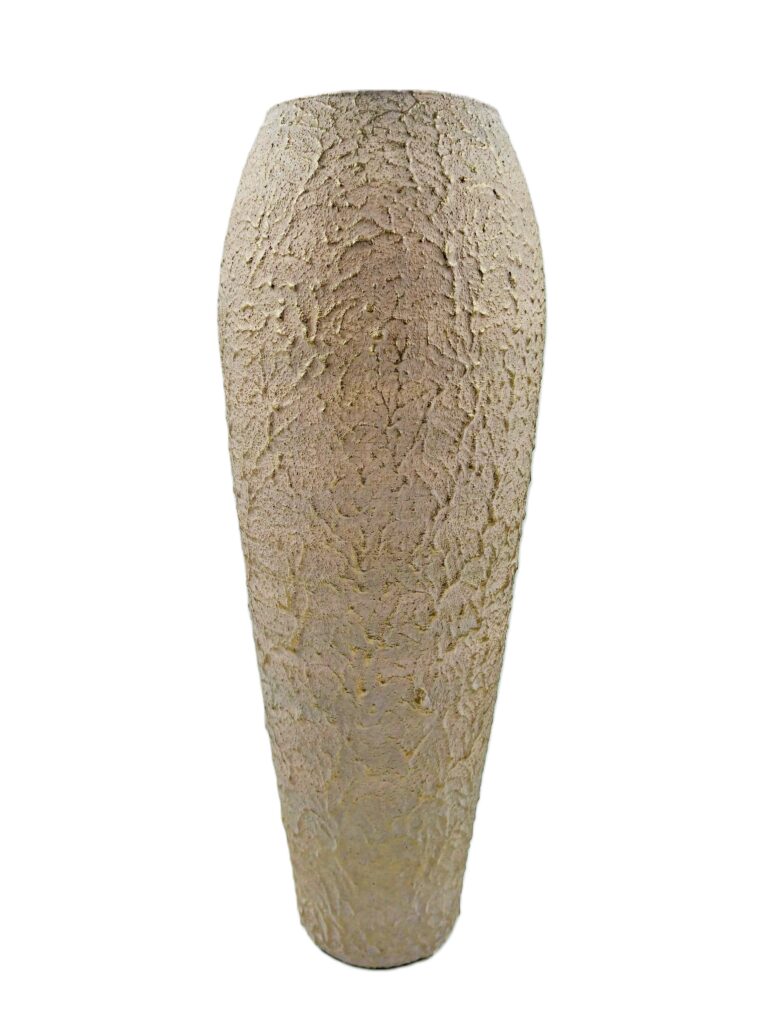 Vaso Beige e Dorato Groffato H 50 ร16 cm