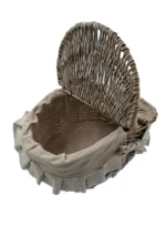 Cestino Pic Nic in Vimini Colore Beige Foderato Doppio Coperchio con Manico 32x23 H29 cm dispensa mediterranea oggettistica complementi d'arredo articoli da regalo home decor