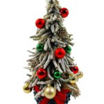Albero di Natale Decorato con sfere in Vaso di Ceramica pigna blu ottanio h55